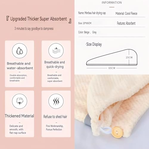 Microfiber Hair Drying Towel Turban 2-Pack - Quick-Dry Absorbent Wrap