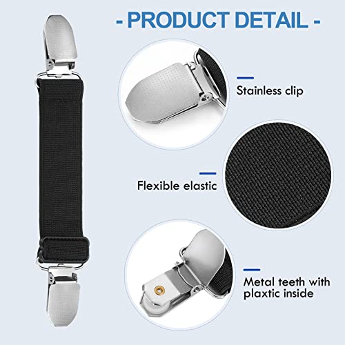 Eurzom 6 Pcs Adjustable Pant Waist Tightener Clips - Black Elastic Straps