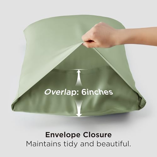 Bedsure Sage Green Queen Pillow Cases Set of 2 - Rayon from Bamboo