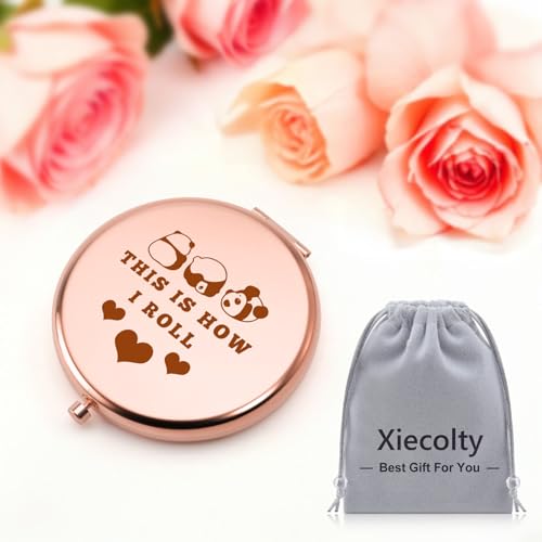 Panda Compact Mirror - Rose Gold Folding Makeup Mirror for Women