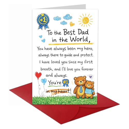 Best Dad Father's Day Card with Envelope - 5x7 Keepsake