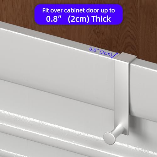 Brushed Stainless Steel Over The Door Cabinet Hooks - 2 Pack