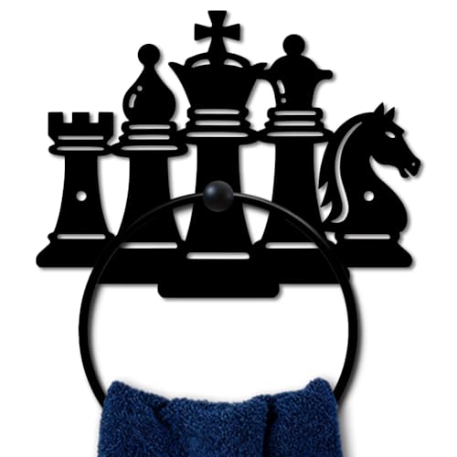 Chess Piece Metal Towel Ring - Wall Mount Vintage Black Hand Towel Holder