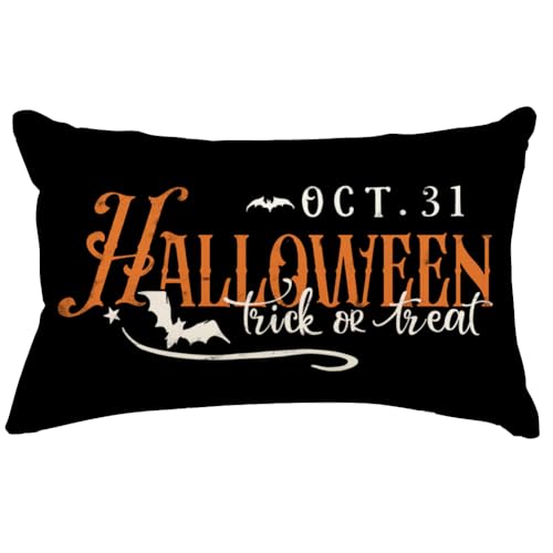 Halloween Trick or Treat Bat Lumbar Pillow Cover 12x20 Outdoor Decor
