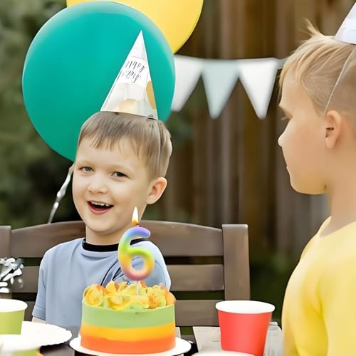 Rainbow Number 4 Birthday Candle - Colorful Cake Topper