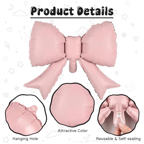 40 Inch Dusty Pink Number 1 Balloon with Matching Bow for 1st Birthday