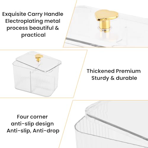 Kakalote 3-Compartment Q-Tip Holder & Makeup Organizer - Transparent