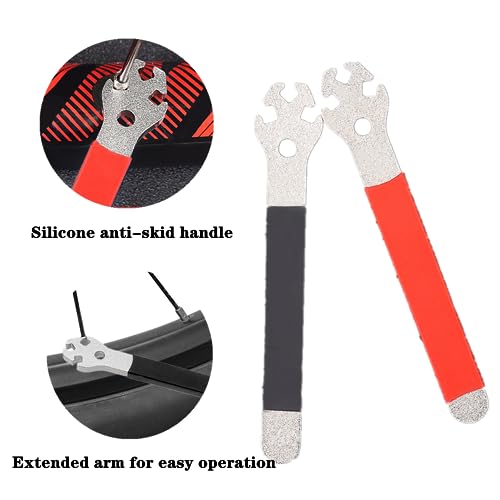 2 PCS Bicycle Spokes Wrench Durable Bike Spoke Wrench Spoke Tool Bicycle Wrench Tool Cycling Spanner for Biking Cycling Mountain Bike(Black+Red)