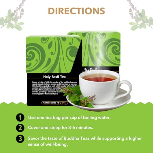 Buddha Teas Organic Holy Basil Herbal Tea - Caffeine Free, 18 Tea Bags