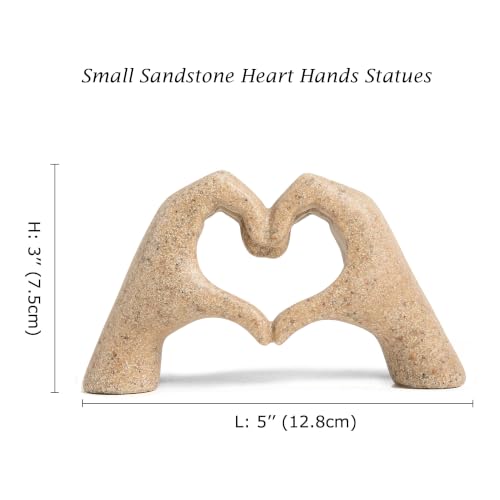 Small Heart Hands Statue - Sandstone Resin Home Decor Accent