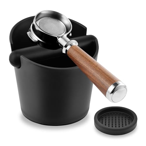 Compact Espresso Knock Box with Removable Rod and Silicone Tamper Pad
