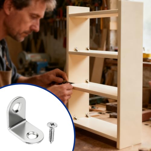 Stainless Steel L Brackets for Shelves – Corner Reinforcement Braces, 24 Pack with Screws