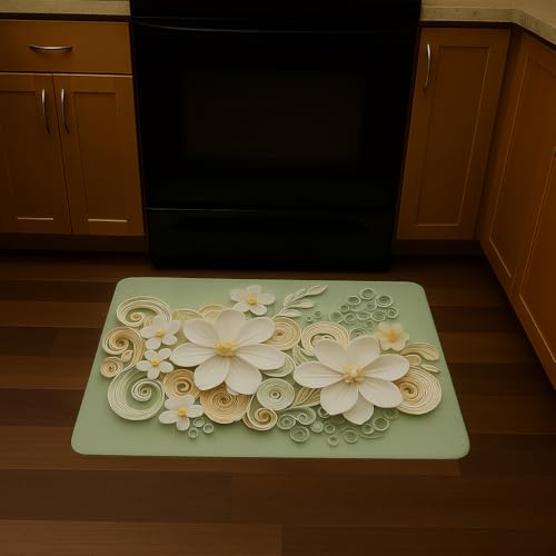 Light Green 3D Floral Non-Slip Bathroom Mat, 17.7" x 27.6"