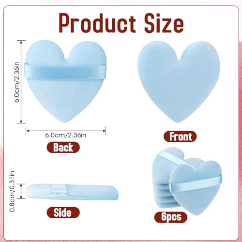 Mozeat Lens 6-Piece Heart-Shaped Velvet Makeup Puff Set - Soft Powder Sponge