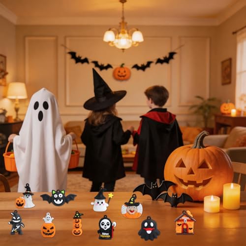 24Pcs Halloween Mini Figurines Set - Spooky Ghosts, Pumpkins & Skeletons