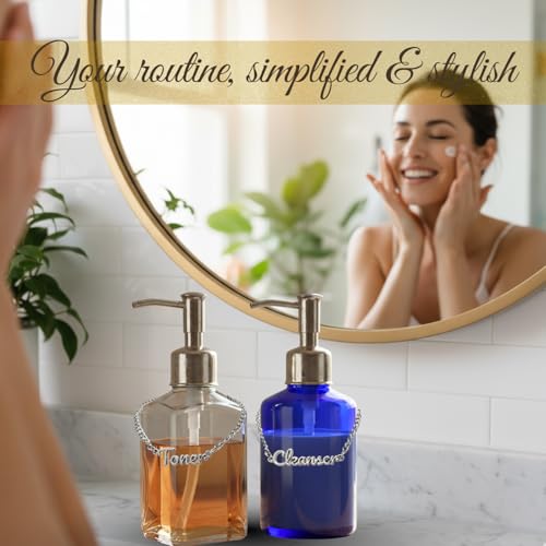KreaSHen Skincare Bottle Label Tags - Toner & Cleanser Silver Chain Charms