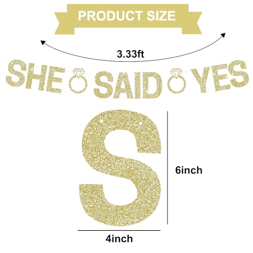 She Said Yes Glitter Banner - Champagne Gold Pre-Strung Engagement Decor