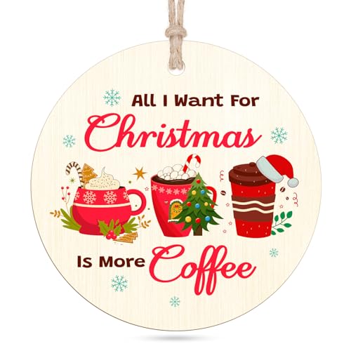 Coffee Lover Christmas Ornament - Wooden 2025 Xmas Gift