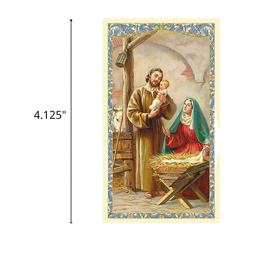 Nativity Prayer Cards Set - Religious Christmas Blessing Cards with Holy Family, 100 Pack