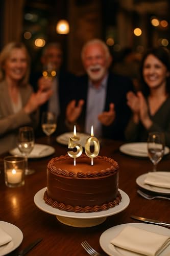 Elegant Gold 50th Birthday Candles – Premium Cake Decorations