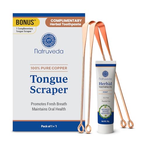 Natruveda Pure Copper Tongue Scraper 2-Pack for Fresh Breath