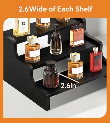 3-Tier Wooden Cologne Organizer Stand - Black, 9.4in Display Risers