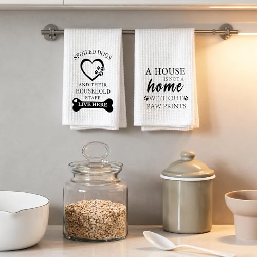 Funny Dog Kitchen Towels Set - Farmhouse Cotton Hand Towels for Dog Lovers