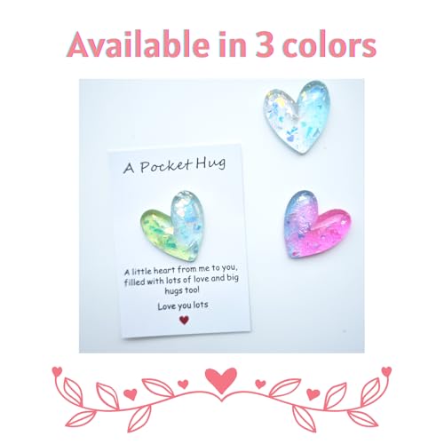 YOJO Pocket Hug Heart Token with Greeting Card - Blue Pink Long Distance Gift