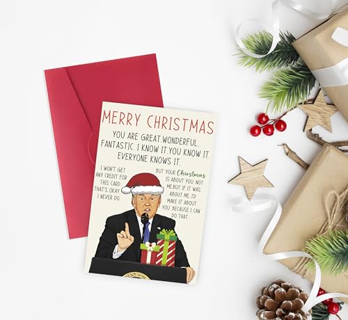 Funny Christmas Card for Husband Wife, Trump Holiday Greeting Card