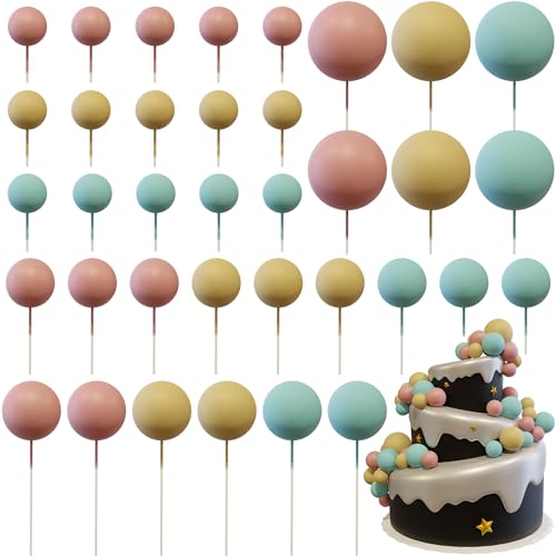 36 Pcs Foam Ball Cake Toppers Assorted Sizes DIY Cake Decorations