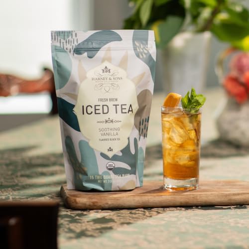 Harney & Sons Organic Vanilla Black Iced Tea Bags, 15 Count