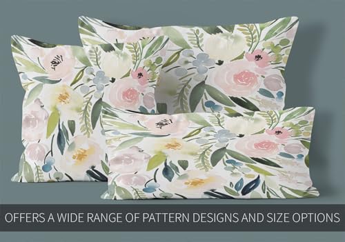 Watercolor Floral Pillowcase 12x20 Inches - Green & Pink