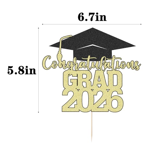 2026 Graduation Cake Topper - Congrats Grad Party Decoration