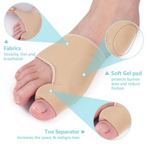 2 Pcs Bunion Corrector for Women & Men, Big Toe SeparatorComfortable & Breathable for Day/Night Support, Hallux Valgus Pain Relief Non-Slip Big Toe Straightener (Beige)