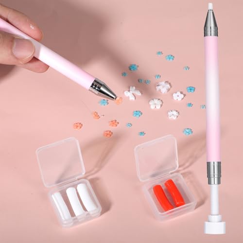 Refillable Rhinestone Picker Wax Pen with 6 Wax Refills for Diamond Art and Nail Design