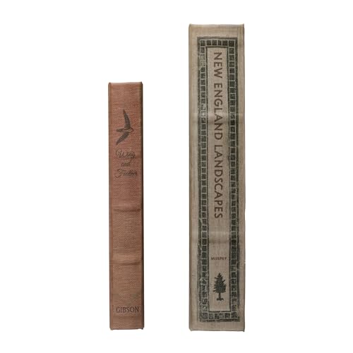 Creative Co-Op MDF & Canvas Book Storage Boxes, Set of 2 New England Landscapes
