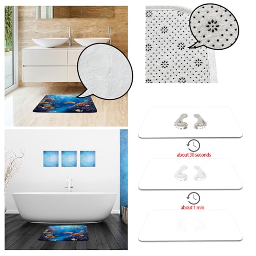 Ocean Underwater World Bath Mat 17.8"x29.5" Soft Microfiber Rug