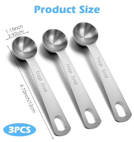 3-Piece Stainless Steel Teaspoon Measuring Set for Accurate Cooking