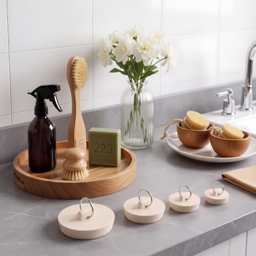 Hestya 4-Piece Rubber Drain Stopper Set for Bathtub & Sink