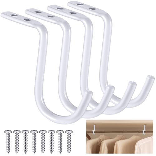 Gisafai 4-Piece Heavy Duty Closet Rod Center Support Brackets, 1.5 Inch, White