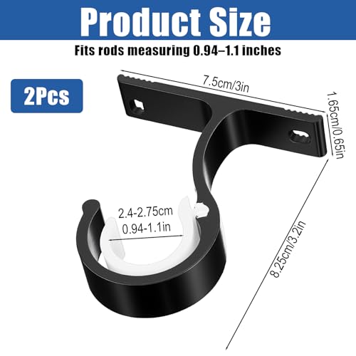 Lusofie 2Pcs Ceiling and Wall Mount Curtain Rod Brackets Black
