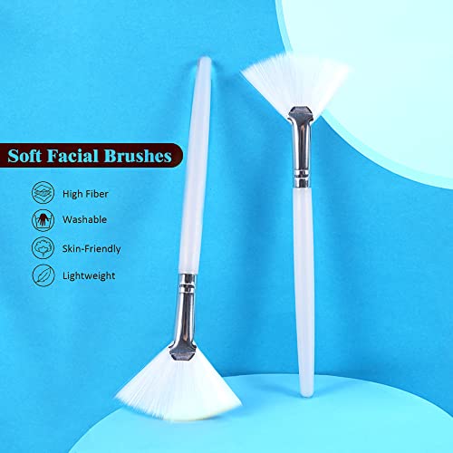 Soft 'N Style Fan Mask Brush Set - Taklon Acid Applicator for Facials (2 Pack)