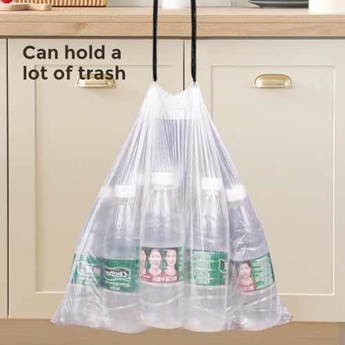 LEASYLIFE Small Drawstring Trash Bags - 60 Count, 1.2-2.1 Gallon Size