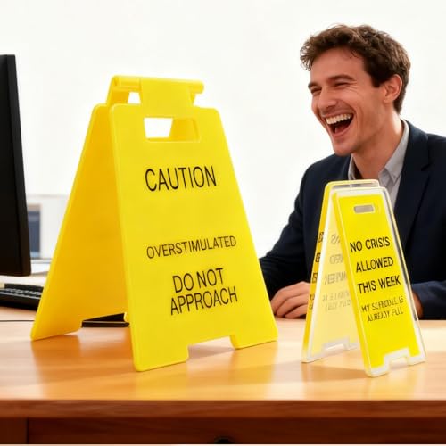 Funny Overstimulated Desk Signs - 2 Pcs Acrylic Office Decor
