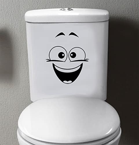 Funny Laughing Emoji Toilet Decal Sticker for Bathroom Decor - 8 Inches