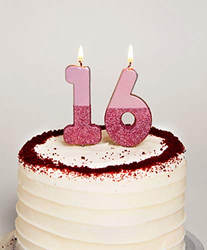 Rose Gold Glitter Number 4 Birthday Candle - 3” Tall Cake Topper