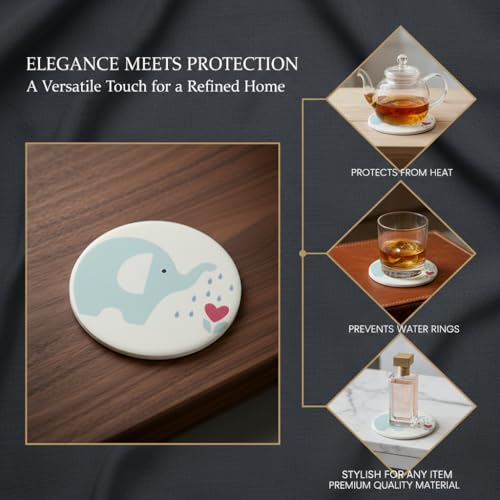 Cute Animal Drink Coaster Set - 4-Piece Round Heat-Resistant