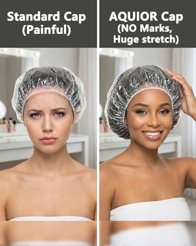 Aquior Disposable Shower Caps - 30 Pack Large Waterproof Plastic Bath Caps