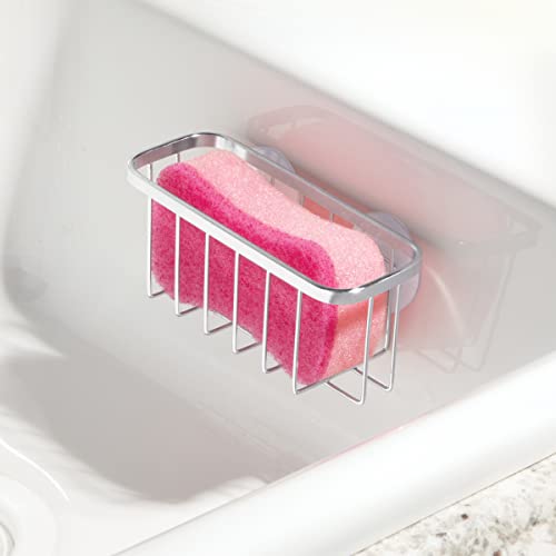 iDesign Gia Stainless Steel Dish Sponge Holder with Suction Cups, Polished