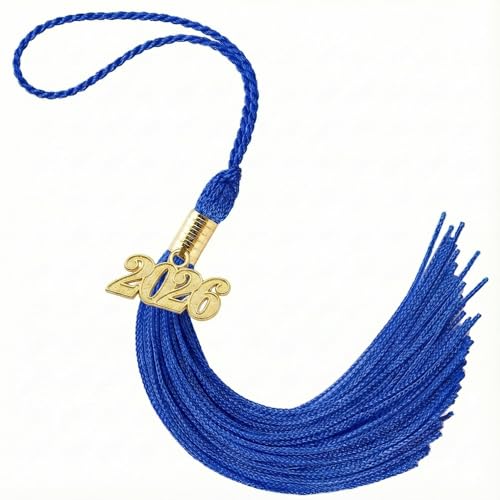 2026 Blue Graduation Tassel with Gold Year Charm for Cap and Gown